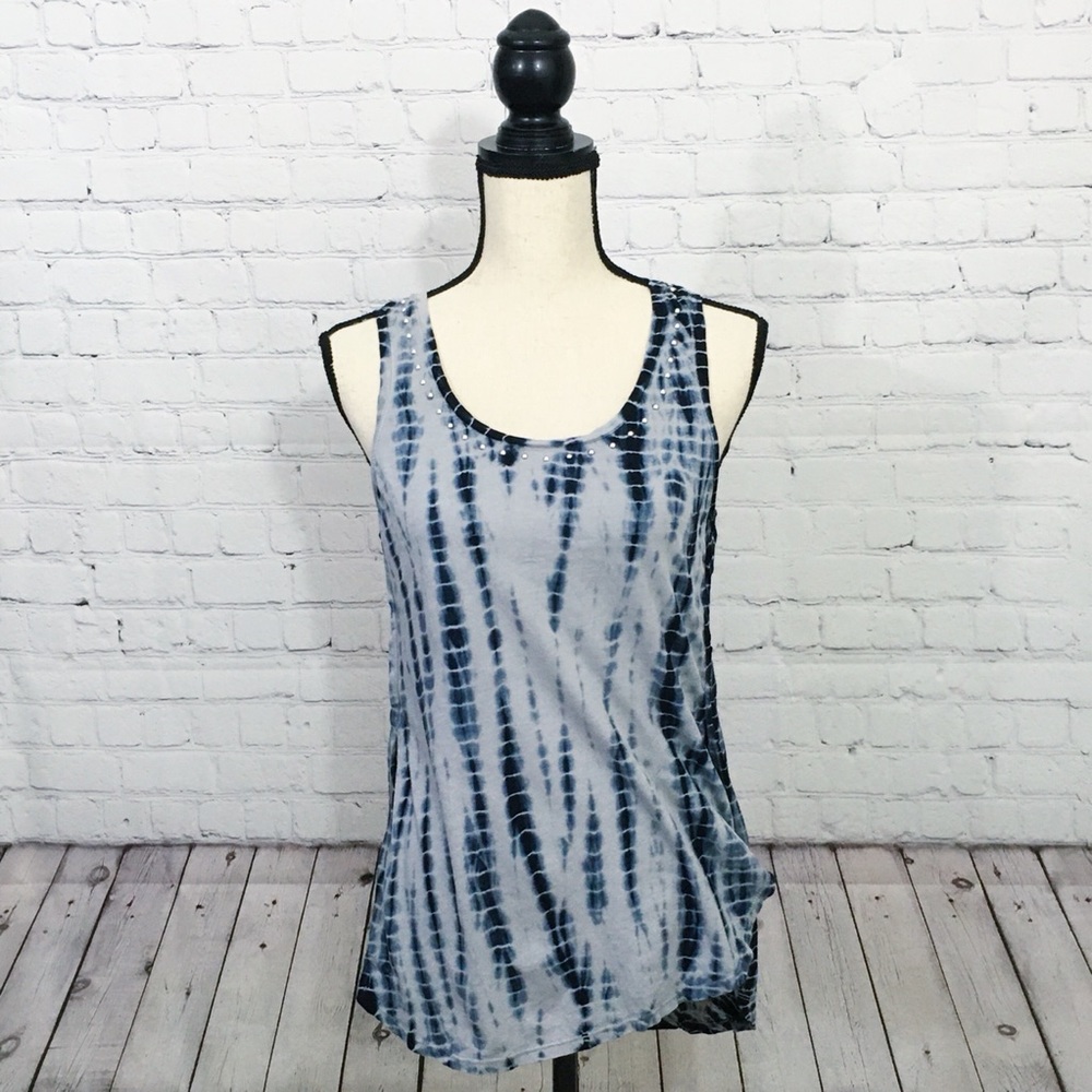 Rock & Republic Blue/White Tie Dye Tank Size S